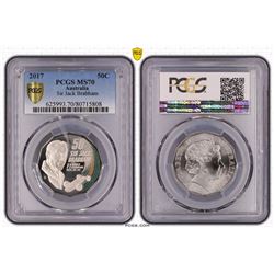 Australia, QEII, Fifty Cents, 2017, Jack Brabham, PCGS MS70