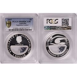 Australia, Perth Mint, Proof Silver 1oz Treasures of Australia, Sapphires, 2007, PCGS PR68DCAM