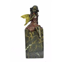 Valentine Angel Holding Flower Bronze Figurine