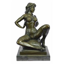 Nouveau Erotic Figures Nude Jordan Woman Bronze Statue
