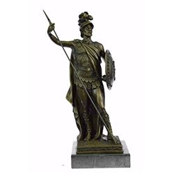 Roman Soldier Bronze Statue on Marble Base