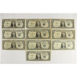 10 ASSORTED 1957 $1 SILVER CERTIFICATES