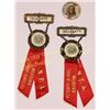 Image 1 : Lot of 3 includes 2 Antique firemen's Ass. Ribbons and a button with an Indian Chief “Omaha the Mark