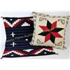 Image 1 : Lot of 2 includes contemporary Navajo rug 27” X 39” and a large Navajo woven pillow case 22” X 22”, 