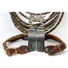 Image 2 : Lot of 2 includes a rawhide lariat and a pair of single mounted short shank spurs stamped BB with un