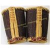 Image 2 : Fancy pair large cowboy cuffs fully stamped and spotted, lined with contrasting leather, unmarked, e