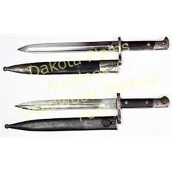 Lot of two bayonets German 71/84 bayonet with scabbard and Turkish Mauser bayonet with scabbard.  Es