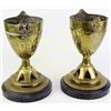 Image 2 : Pair of late Victorian brass urns Engraved with Roman busts on black granite bases.  Unusual.  14” t