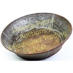 Early gold pan Soldered together, 15" diameter 4" deep.  Est. 50-100