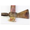 Image 3 : Brass pipe tomahawk carved wood stem, shows old museum number, marked Canadian Cree circa 1890, from