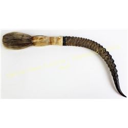 Handmade valet brush African antler and bone ivory, shows considerable age, 16" long, animal hair br