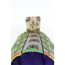 Plains Indian soft cradle 32” long, beaded on parfleche with banded and butterfly pattern.  Some bea