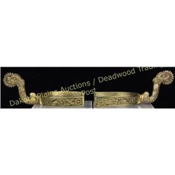 Early pair brass officers spurs with screw off shanks, all show fine condition.  Est. 150-300