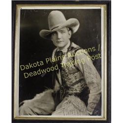 Original signed B&W photo of famed cowboy actor Buck Jones ( b. 1891- d. 1942) in full gear, 8"X10".