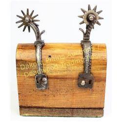 Pair of early California style single spurs both unmarked, very good condition.  Est. 150-250