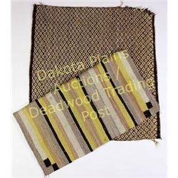 Collection of 2 Navajo rugs the brown diamond pattern, 30" X 30", banded or striped rug 29" X 31".  
