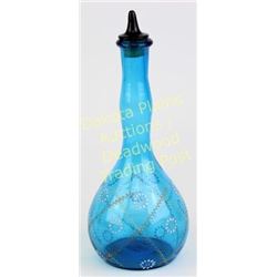 Late Victorian barber shop bottle glass pour spout, applied enamel to outside, C. 1890-1900, very ni