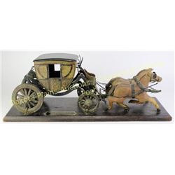 Miniature scale model George Washington's private coach in wood, horses paper mache, 23" X 8" tall, 