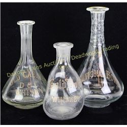 3 gold leaf back bar bottles all show good condition with NO chips.  Est. 150-250