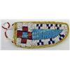 Image 2 : Small Sioux childs knife sheath beaded on native tanned leather sinew sewn on main panel in white ce