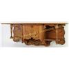 Image 1 : Antique oak clock wall shelf with center compartment, shelf shows original finish, 26" long.  Est. 5