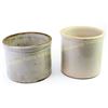 Image 1 : Collection of 2 unmarked stoneware crocks both very good with NO cracks, tallest 8" X  7".  Est. 25-