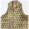 Image 1 : Early cloth fancy gambles vest unmarked with pockets and faceted green with clear glass buttons. Ins