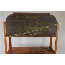 Early Whiz automotive products metal store display rack with 6 shelves, advertising top sign, 23" X 