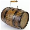 Image 1 : Small antique oak barrel 8" X 11" with its original wire handle sowing great old patina.  Est. 75-15