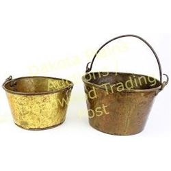 Collection of 2 early brass trade pails complete with handles intact.  Est. 100-200