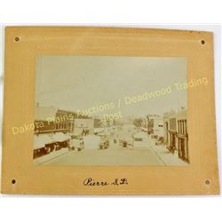 Collection of 4 original cabinet cards from S.D., including Main Street Pierre, group watching Nativ