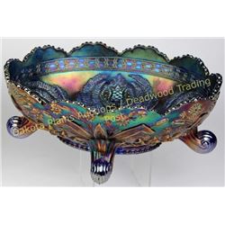 Beautiful carnival glass bowl footed with great color, 10.5"X7.5"X4" tall.  Excellent condition.  Es