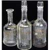 Image 1 : Collection of three gold leaf back bar bottles fine condition, light frosting inside of of the bottl