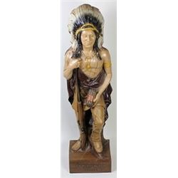 Resin cast cigar store Indian c. 1960's, 48", reads tobacco and cigars on base, good condition, good