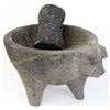 Image 1 : Carved lava stone matate and pestal figural showing good condition.  Est. 50-150