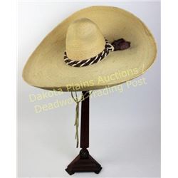 Quality vintage Mexican Sombrero c. 1940's-1950's, silk lined interior marked L.A. GUAOALUPANA, very