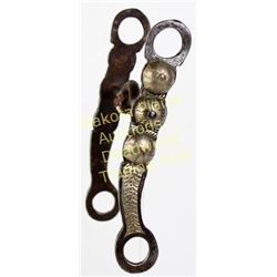 Classic old half-breed bit 7.5" cheeks, dome conchos, silver inlaid, interesting inlaid copper patte