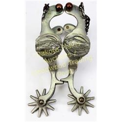 Pair Buermann star steel horsehead spurs nice original condition, original heel chains in tact.  Est