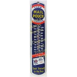 Original mail pouch tobacco outdoor advertisement thermometer, 39" long.  Est. 125-225