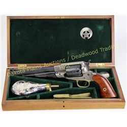 Vintage cased new model Army .44 cal percussion revolver made by Pietti, fully engraved with fitted 