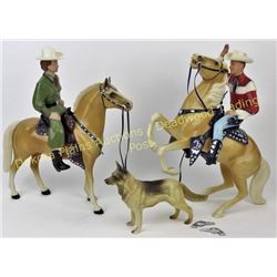 Mint 1950's Roy Rogers and Dale Evans set made by Hartland Plastics, complete with trigger, buttermi