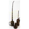 Image 1 : Collection of 3 includes original EJ and E miners wick lamp, two railroad long spout oilers, smaller