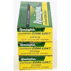 3 full boxes Remington 270 wsm ammunition.  Est. 50-75