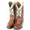 Image 1 : Vintage Tony Lama cowboy boots butterfly pattern, brown leather with white inlays to back and front 