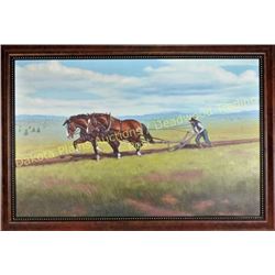 Original oil on canvas by Pine Ridge S.D. artist Cecil Hobart Keith 1922-1989.  Known for his excell