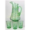 Image 1 : Beautiful antique water pitcher with 3 matching tumblers, hand painted floral pattern, pitcher 11" t