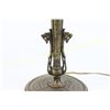 Image 2 : Antique table lamp, bronze hammered base 16" reverse painted glass shade, 21" tall, condition very g