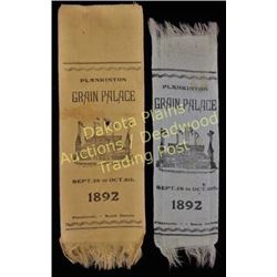 Pair of scarce ribbons from 1892 Plankington S.D. Grain Palace, predecessor to Mitchell's Corn Palac