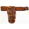Image 1 : HH Heiser stamped holster and belt floral carved triple loop for Colt SA .32 cal, nice original cond