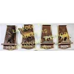 Set of 4 Olympia Beer Wildlife series 3D plaques c. 1970's including elk, mountain lion, bear, and w
